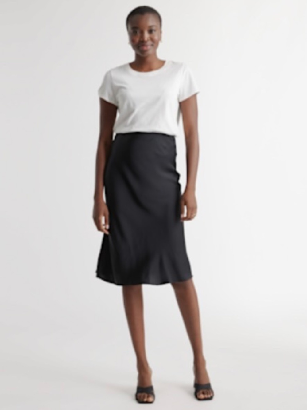 NWT Quince 100% Washable Silk Skirt - Black - Medium